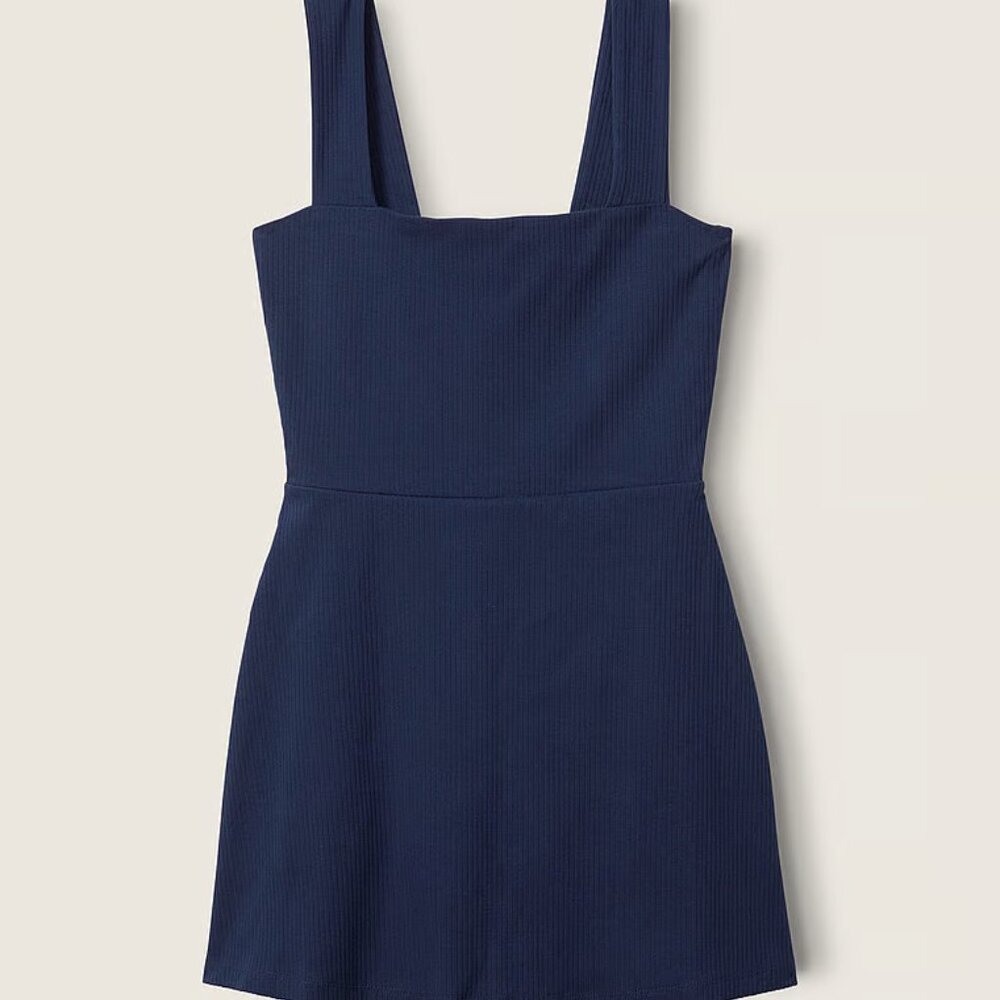 NWT PINK VICTORIA'S SECRET ribbed square neck active dress w/built in short (XL) - Picture 4 of 7